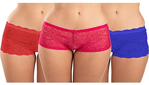 Image of FIMS - Fashion is my style Cotton Lycra Net Boy Short Panty for Womens, Mid Rise, Satin, Hipster Panties, Daily Use, Back and Front Coverage, Brief, See Main Image to Check How Many Panty You Will Get