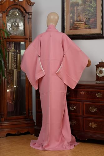 DEAR VANILLA Authentic Traditional Japanese Tango Chirimen Silk Iromuji Kimono for Women Robe Made in Japan KMC-0077 Pink