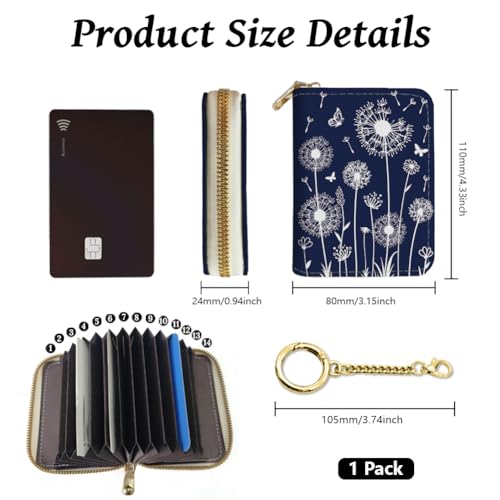 peacoblue Dandelion Credit Card Wallets for Women - Small Credit Card Holder RFID Blocking Wallet, Funny PU Leather Print Credit Card Wallets Accordion Gift2