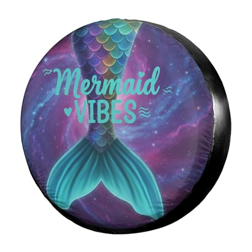 Image of Delerain Mermaid Tail Spare Tire Covers for RV Trailer SUV Truck and Many Vehicle, Wheel Covers Sun Protector Waterproof, (14 Inch for Diameter 23 inch-27 inch)