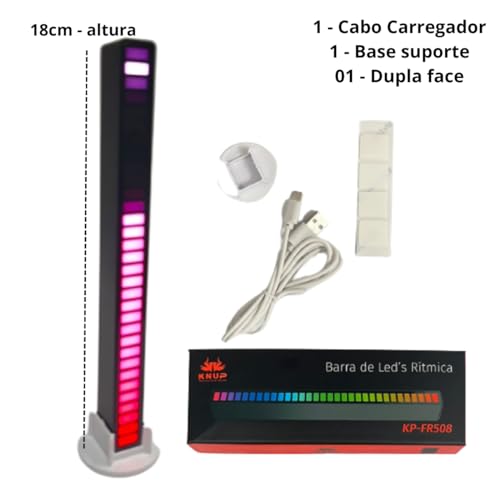 Barras De Led Sensor Rítmica Rgb Torre Musica Controle Som (Branco)
