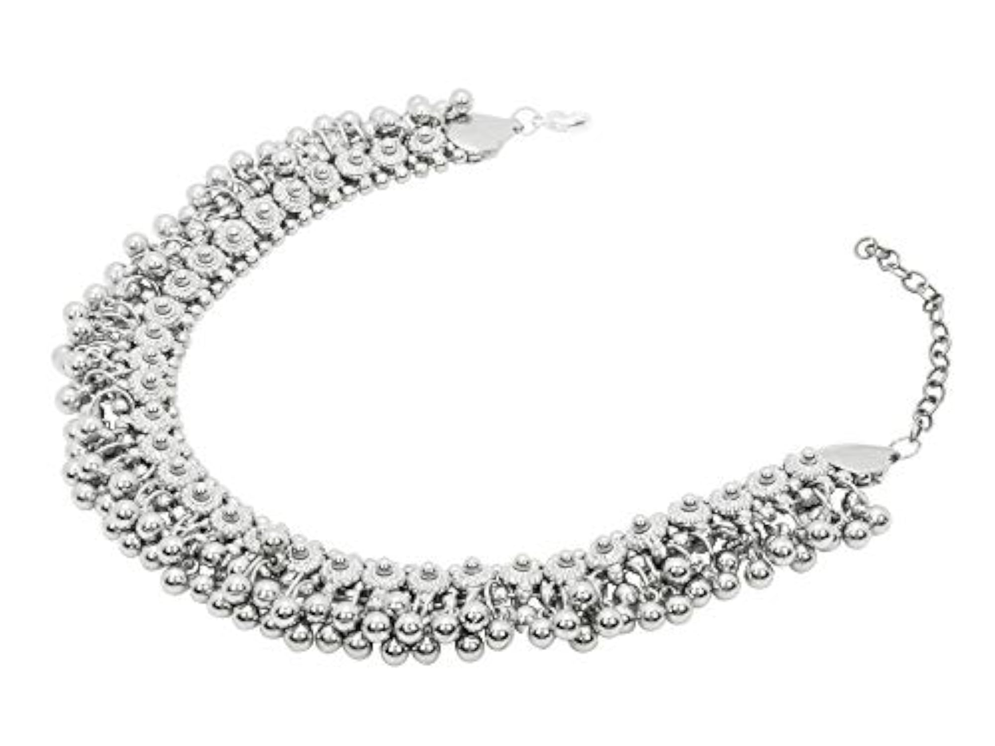 German Silver Oxidised Ghoongroo Necklace Set with Earrings