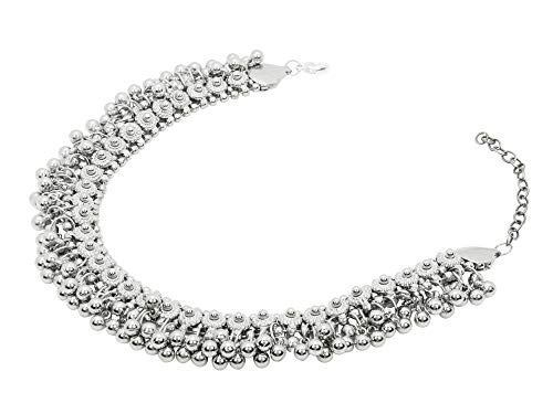 German Silver Oxidised Ghoongroo Necklace Set with Earrings