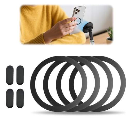 4 Selbstklebender Metall-Leitmagnet Ring für Kabelloses Laden, Kompatibel mit MagSafe, Ultradünner Runder Magnetleit Ring Nicht Magnetischem Material, Geeignet zum kabellosen Laden von Mobiltelefonen