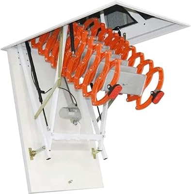 Alloy Attic Access Ladder Concertina Loft Ladder Extended Pull Down Attic Ladder Indoor Attic Stairs Telescoping Ladder Roof Ladder (A 70x100cm/27.5x39in)