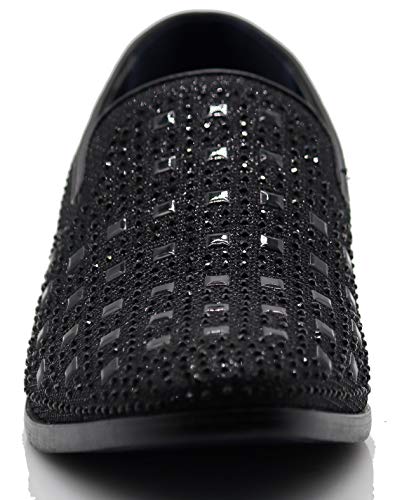 Image of SPK11 Men's Vintage Fashion Rhinestone Designer Dress Loafers Slip On Shoes Classic Tuxedo Dress Shoes