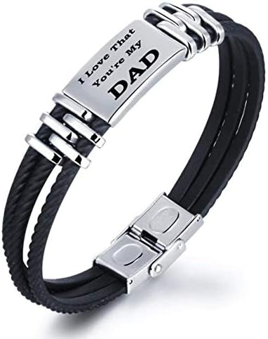 Gkmamrg Bracciale da Papà, per Papa, con incisione in silicone nero acciaio inox intrecciato, con confezione regalo, colore: I Love That You’re My Dad, cod. papa-a1-ba-si (DAD)