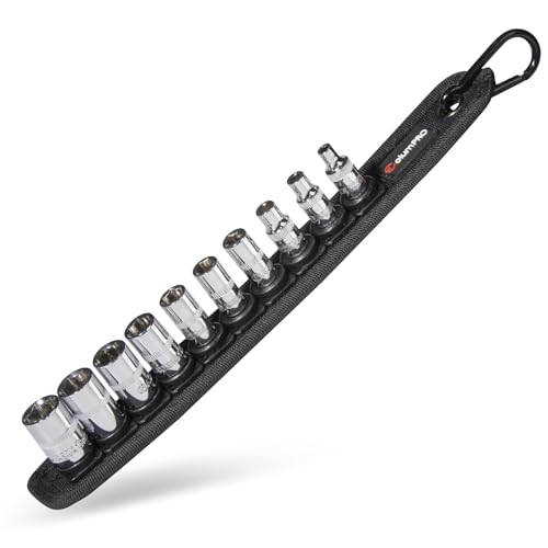 ColumPRO 10PCS 1/4” Drive Standard Socket Set with Organizer Holder, Metric (4-13mm) 6 Point CR-V Steel Shallow Socket Set with Quick-Lock & Hanging Bracket for DIY, Repair & Mechanics