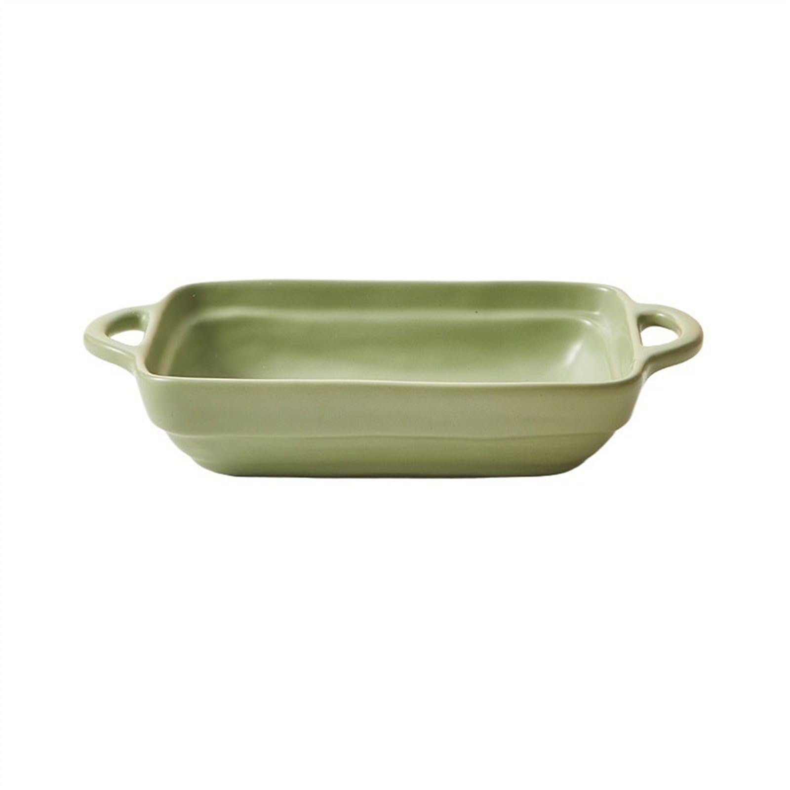 Teglia da forno Piatto da forno for riso al con formaggio in ceramicaCiotola for doppio orecchioPiatto pranzo for a microonde domestico largo for spaghetti Casseruola(Green,7.6inch)