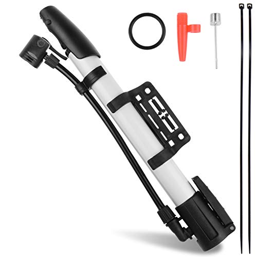 Bicycle Pump,Bike Pump,Mini Portable Aluminum Alloy Bike Tire Pump Kit for Mountain Bike,Swimming Ring,Balloon,Yoga Ball,Basketball, All Kinds of Sport Balls,and Other Inflatables Air Toy Pump(Silver)