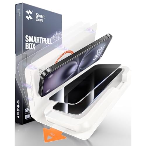 SMARTDEVIL 2 Pack for iPhone 16 Plus Privacy Screen Protector, Military Grade Shatterproof, 9H Hardness, Anti-Spy Tempered Glass, Fast & Easy Instlltion, Case Friendly