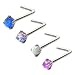 Stainless Steel Prong Set 2.5mm Opal L-shaped Nose Rings (4PCS)