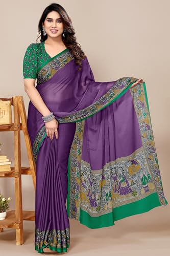 Image of MIRCHI FASHION Saree for Woman Chiffon Madhubani Print | Breathable Comfortable Printed Saree for Office and Regular Use (Available in 15 Designs)