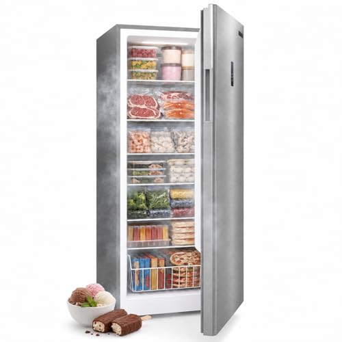 Image of 14 Cu.Ft Upright Freezer, Single Door Stand Up Freezer with Adjustable Shelves, Mechanical Temperature Control, Freestanding Deep Freezer for Garage, Kitchen, Home Use
