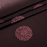 TINGCHAO Brocade Silk Satin Fabric Unique Chinese Style Simple Longevity Round Pattern Design for Sewing Dress Ancient Tang Suits Furniture Cushion 90 X100cm,Brown red