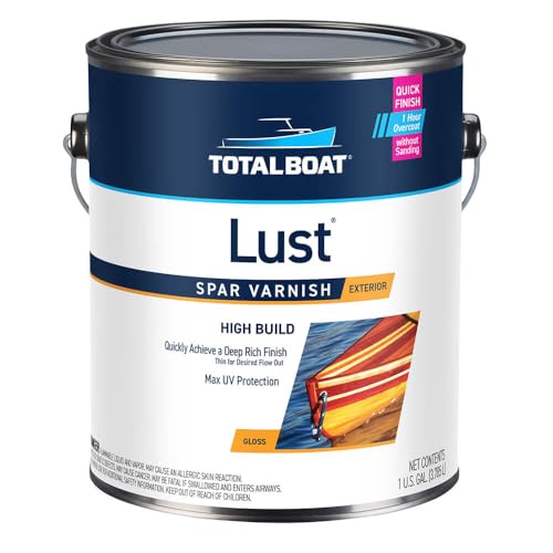 Image of TotalBoat Lust Marine Varnish, High Gloss and Matte Finish for Wood, Boats, Outdoor Furniture (High Gloss, Gallon)