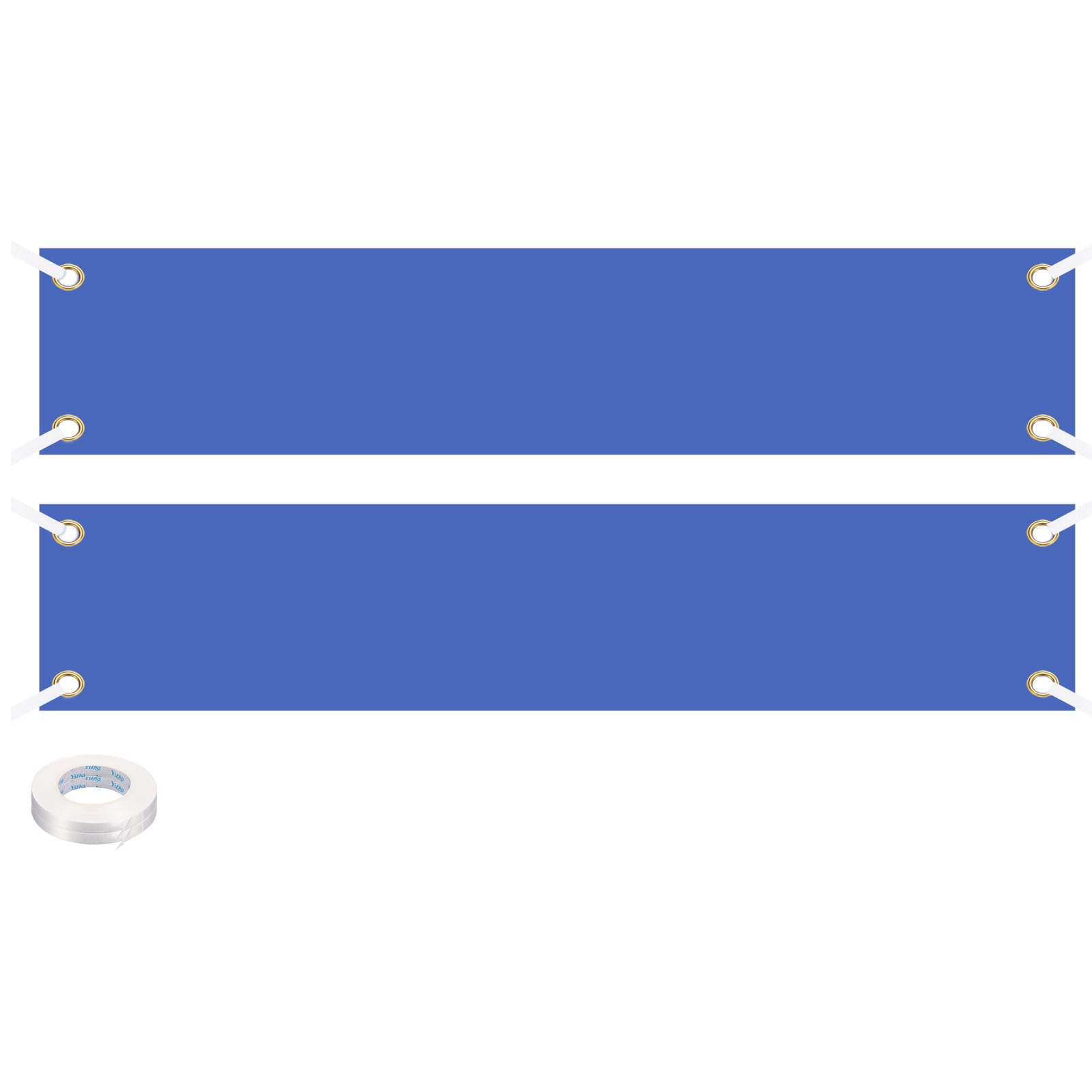 PATIKIL Blank Banners Signs to Decorate 2'x10' Sublimation Blue Banner with Hanging Rope for Business Outside Outdoor Wall, 2 Set — image 1