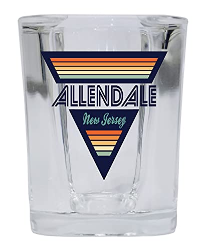 R and R Imports Allendale New Jersey 2 Ounce Square Base Liquor Shot Glass Retro Design