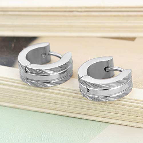 JewelryWe Biżuteria kolczyki męskie, stal nierdzewna, kreolki, kolczyki, niebieskie, czarne, złote, srebrne, 0,5 cm * 0,19 cm, Stal nierdzewna
