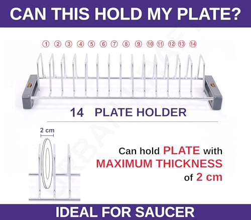 Image of URBAN KRAFT Modular Kitchen Basket Plate Fixer Set of 2 /Tandem Box Drawer for Kitchen /Plate Organizer for Kitchen Cabinet /Saucer Rack Holder