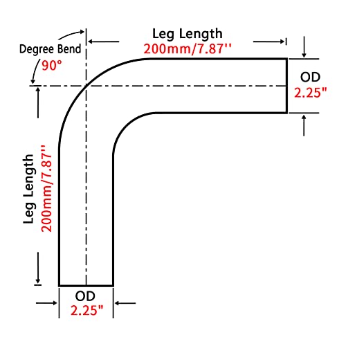 Image of 2.25 Inch 90 Degree DIY Custom Mandrel Exhaust Pipe Tube Pipe, T304 Stainless Steel, Universal Fit, 16.15 Inch Length, 2.25'' OD Mandrel Bend Pipe