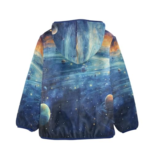 Boys Girls Fleece Jacket The Planets in The Galaxy Kids Warm Hooded Outwear Coat2