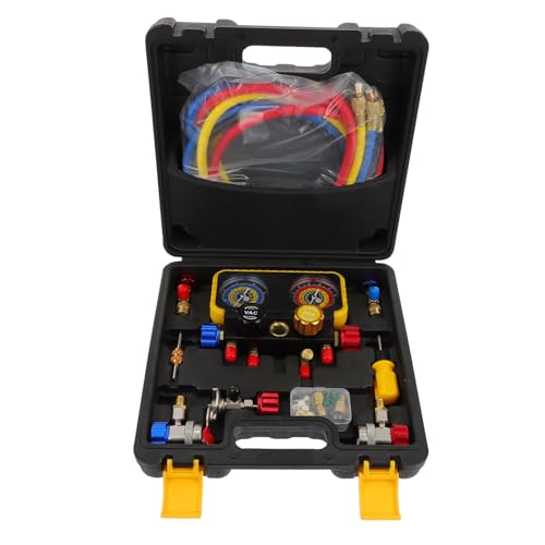 Kit de manómetros de múltiple OUNONA para diagnóstico de refrigerantes, para R134a, R22, R32 y R410a miniatura 1