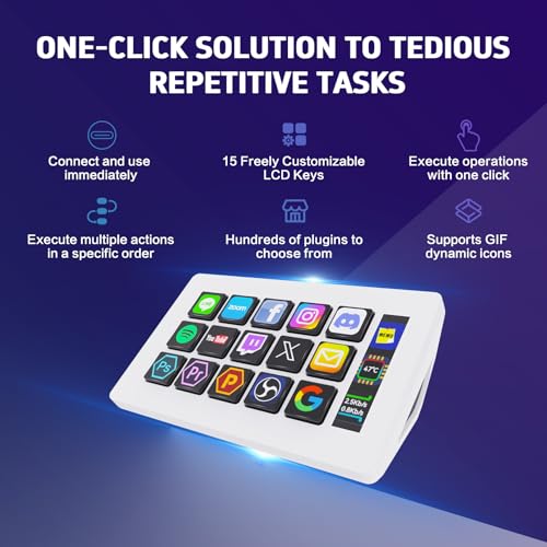 Basicolor Macro Pad,Stream Controller Deck with 15 Customizable Macro Keys Compatible with OBS/PowerPoint/Excel/YouTube/Word/Photoshop/Adobe Premiere Pro Windows 10/Mac14.0 (293SV3) White - Image 3