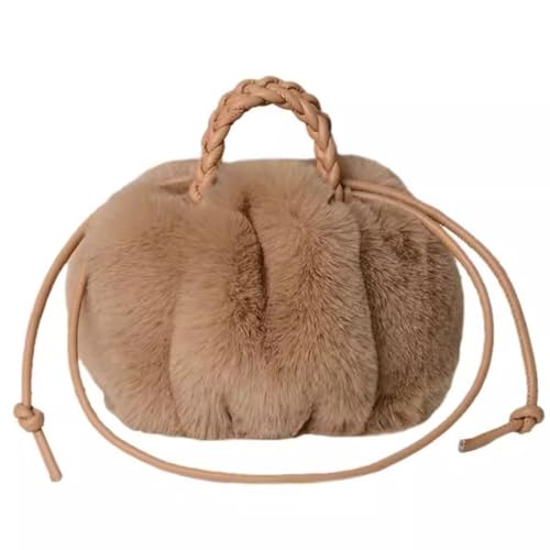 Tote Bag Cute Plush Handbag Large Capacity Soft Portable Fluffy Woven Handle Furry with Snap Buckle Faux Fur Bags