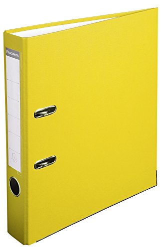 Exacompta 915404B Kunststoff-Ordner 5 cm schmal DIN A4 Kunststoffbezug auĂźen Papierbezug innen RĂĽckenschild austauschbar Ringordner Aktenordner Briefordner BĂĽroordner Plastikordner gelb
