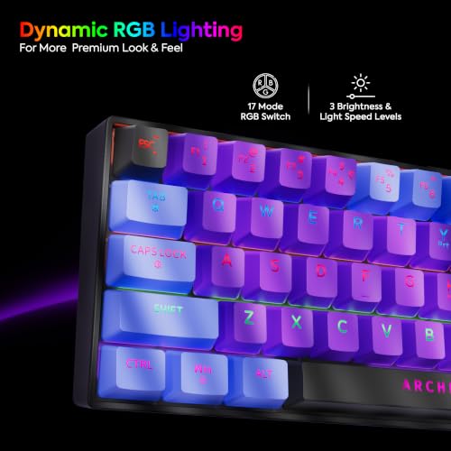 Image of tizum Archer Tech Lab Wired Mechanical Gaming Keyboard, 60% Compact 63 Keys, Anti-ghosting, clicky Blue switches, 17 RGB Effects, 50M clicks, Compatible with Laptop, Mac, PS4, PS5, Xbox (Astra M400).