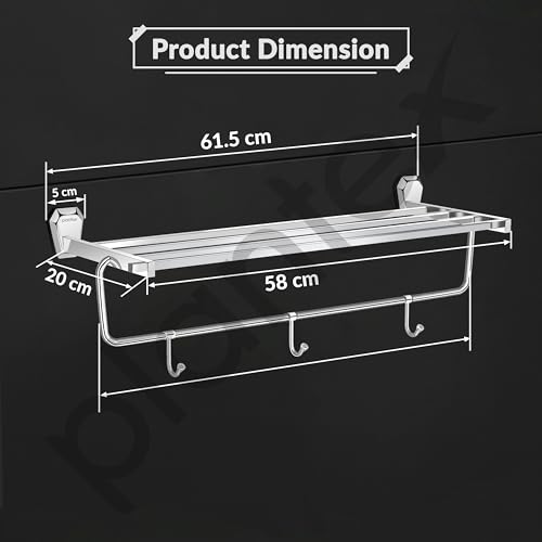 Image of Plantex Towel Rack for Bathroom /304 Grade Stainless Steel Towel Stand /24 Inch Towel Hanger /Towel Holder /Bathroom Accessories - Pack of 1 (PM-2401, Chrome)
