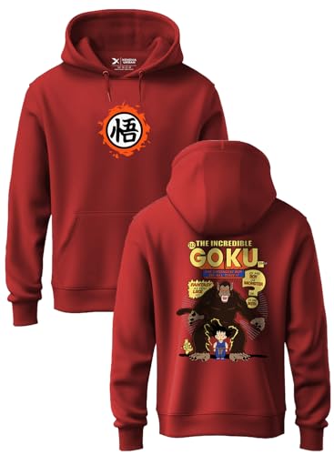 Image of XENOVAURBAN Anime Hoodie | Unisex Fit Cotton Fleece | Graphic Printed Pullover Hooded Sweatshirt - HOPU-FB-DBZ-RED-2XL