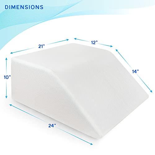 Leg Elevation Pillow With Memory Foam Top - Elevated Leg Rest Pillow For Circulation, Swelling, Knee Pain Relief - Wedge Pillow For Legs, Sleeping, Reading, Relaxing - Washable Cover (10 Inch) #TOP4
