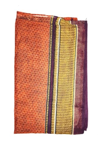 Image of Women Dupatta Orange with Gold Border