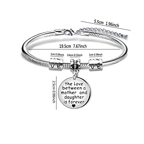 KENYG The Love Between A Mother and Daughter is Forever Round Shape Pendant Snake Bracelet Bangle for Mother - Image 3