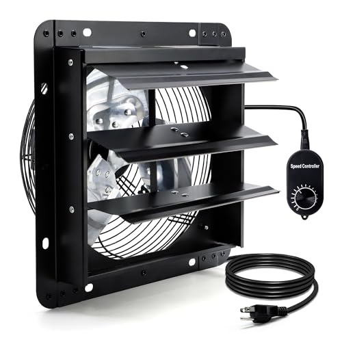 Hipoilk 12 Inch Shutter Exhaust Fan for Greenhouse, Shed, Garage, Barn, Chicken Coop Ventilation...