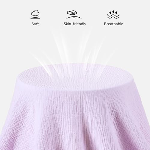 Image of TILLYOU 2 Pack Muslin Crib Sheets for Boys and Girls, 100% Cotton Fitted Crib Sheet for Toddler 52x28 Standard Crib Mattress, Grey and Purple