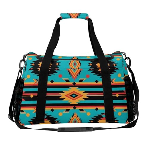 Portable Lightweight Travel Tote Handbags, Casual Fashion Southwest Native Indian American Aztec Print Outdoor Sports Bags for Women and Men Fitness, Daily Use