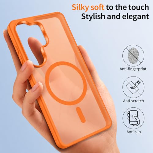Image of Elzzi Magnetic Magsafe Case for Samsung Galaxy S26 Ultra 5G Cover, Compatible with MagSafe Translucent Matte Hard PC + TPU Back Cover, Slim Shock-Resistant Protective Case (Cosmic Orange)
