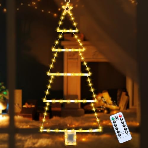 LED Weihnachtsbaumform Leiter Lichterkette, Weihnachtsbeleuchtung mit...