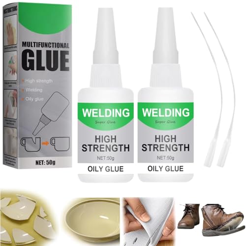 Welding High-Strength Oily Glue, Universal Super Glue, Jue Fish Ceramic Plastic Glue Quick Repair of Metal, Plastic, Wood, Glass (2PCS)