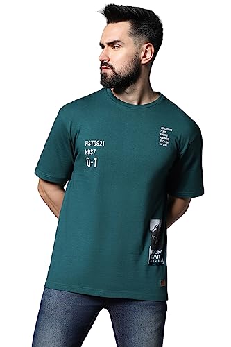 Image of HIGH STAR Men's Typography Applique Regular Fit T-Shirt