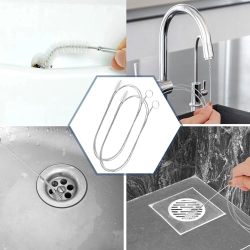 2er Set Flexible Abflussbürste 138cm Multifunktionale Reinigungsbürste Schlauchbürste Abflussreiniger Spirale Abfluss, Kühlschrankbürste, Lange Bürste für Rohre mit Schmalem Abflussloch
