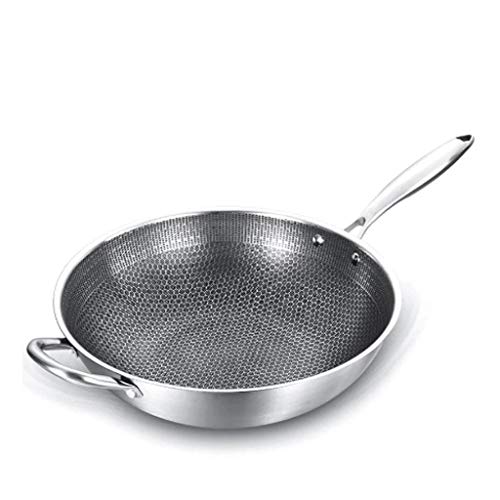 Wok de acero inoxidable sin recubrimiento antiadherente 34 cm miniatura 1