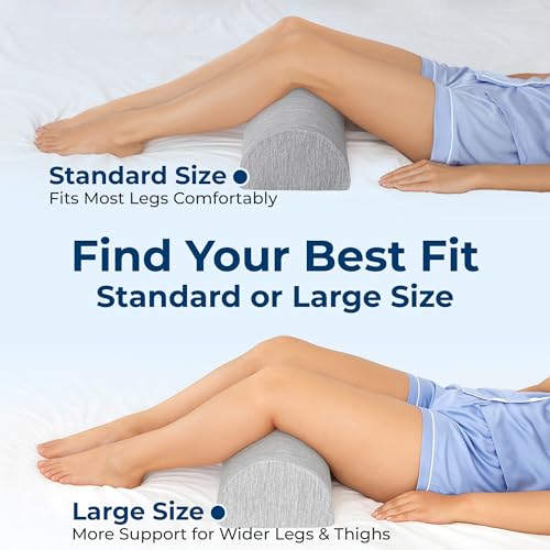 Image of 5 STARS UNITED Knee Pillow for Back Sleeping - Large Half Moon Bolster Pillow for Legs, Under Knee Pillow for Sleeping on Back, Memory Foam Leg Pillow for Back Pain, Arctic Gray