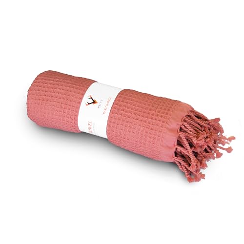 Image of Bath Towels - 100% Cotton Waffle Weave Large Size Towels (75 x 150cm) - Quick Absorption &Faster Drying Bath Towel for Women & Men (Pack of 1, Brick)