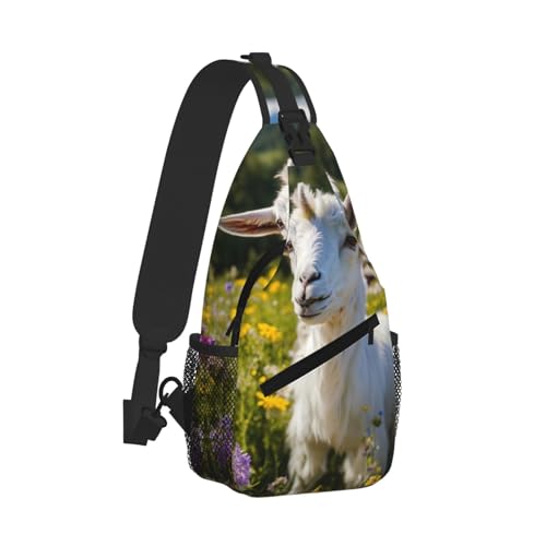 Goat Printing Cross Chest Bag Diagonally Sling Backpack Crossbody Shoulder Bags Sling Travel Hiking Daypack2