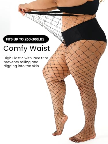 Plus Size Fishnet tights stockings Big Mesh Leggings Pantyhose for women4