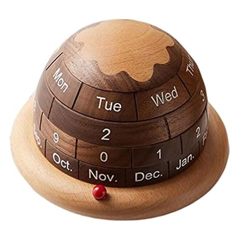 shifengzhou Creative Perpetual Calendar - Planet Wooden Desk Block Calendar - Art Crafts Retro Permanent Wooden Desk Calendar Ornaments for Home Office Cover